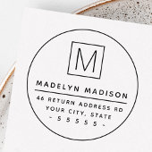 Monogram initial minimal round return address ラバースタンプ