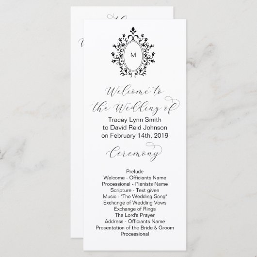 Monogram Initial Minimal Wedding Program プログラム (正面/裏面)