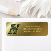Monogram Initial N Daisies Art Return Address  ラベル (インサイチュ)