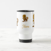 Monogram Initial N Gold Peony Personalized トラベルマグ (中央)