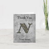Monogram Initial N Hydrangea Flowers Personalized サンキューカード (正面)