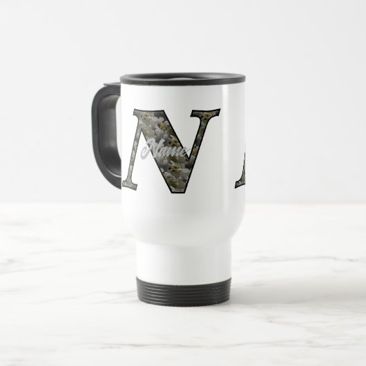 Monogram Initial N Hydrangea Flowers Personalized トラベルマグ (正面左)