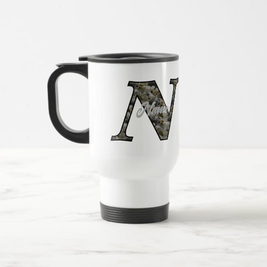 Monogram Initial N Hydrangea Flowers Personalized トラベルマグ (左)
