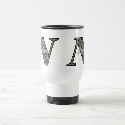 Monogram Initial N Hydrangea Flowers Personalized トラベルマグ (中央)