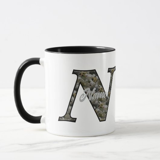 Monogram Initial N Hydrangea Flowers Personalized マグカップ (左)