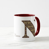 Monogram Initial N Vintage Floral Personalized マグカップ (正面右)