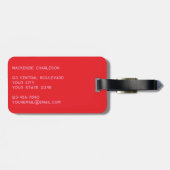 Monogram Initial Name Simple Pink and Red ラゲッジタグ (裏面横)