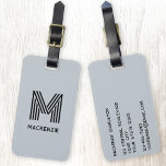 Monogram Initial Name Simple Powder Blue ラゲッジタグ<br><div class="desc">Elevate your travel experience with this modern typography minimalist monogram initial name design in black on powder blue which can be changed to personalize. These stylish tags not only ensure your luggage stands out on the carousel but also add a personal touch to your travel essentials. Designed for easy identification,...</div>