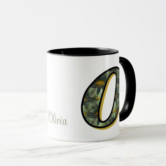 Monogram Initial O Daisies Floral Art Personalized マグカップ (正面右)