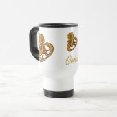 Monogram Initial O Gold Peony Personalized トラベルマグ (正面左)