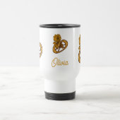 Monogram Initial O Gold Peony Personalized トラベルマグ (中央)