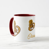 Monogram Initial O Gold Peony Personalized マグカップ (正面左)