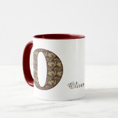 Monogram Initial O Vintage Floral Personalized マグカップ (正面左)