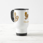 Monogram Initial P Elegant Gold Peony Personalized トラベルマグ (正面左)