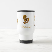 Monogram Initial P Elegant Gold Peony Personalized トラベルマグ (中央)