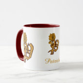Monogram Initial P Elegant Gold Peony Personalized マグカップ (正面左)