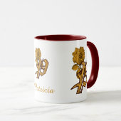 Monogram Initial P Elegant Gold Peony Personalized マグカップ (正面右)