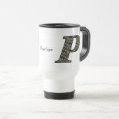 Monogram Initial P Hydrangea Flowers Personalized トラベルマグ (正面右)