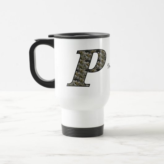 Monogram Initial P Hydrangea Flowers Personalized トラベルマグ (左)
