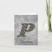 Monogram Initial P Hydrangea Flowers Personalized ノートカード (正面)