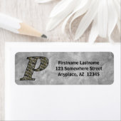 Monogram Initial P Hydrangea Return Address  ラベル (インサイチュ)