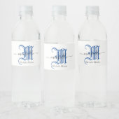 monogram initial personalized business name blue ペットボトルラベル (ボトル)