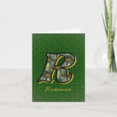 Monogram Initial R Daisies Art Personalized ノートカード (正面)