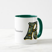 Monogram Initial R Daisy Floral Art Personalized マグカップ (正面右)