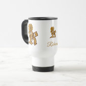 Monogram Initial R Elegant Gold Peony Personalized トラベルマグ (正面左)
