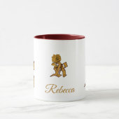 Monogram Initial R Elegant Gold Peony Personalized マグカップ (中央)