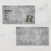 Monogram Initial R Hydrangea Flowers 名刺 (正面/裏面)