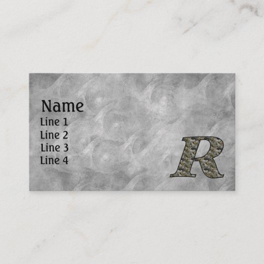 Monogram Initial R Hydrangea Flowers 名刺 (正面)