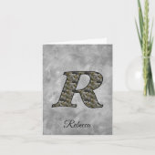 Monogram Initial R Hydrangea Flowers Personalized ノートカード (正面)