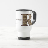 Monogram Initial R Vintage Floral Personalized トラベルマグ (正面右)