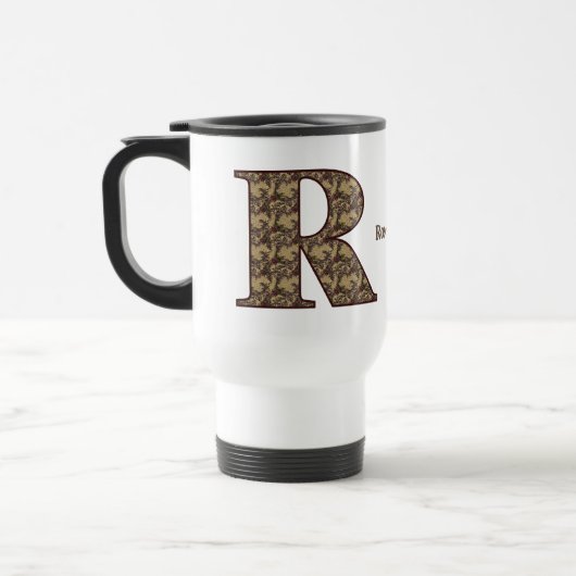 Monogram Initial R Vintage Floral Personalized トラベルマグ (左)
