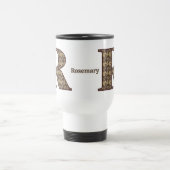 Monogram Initial R Vintage Floral Personalized トラベルマグ (中央)