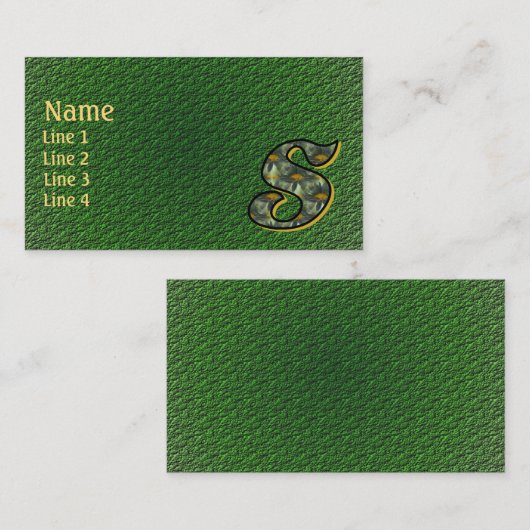 Monogram Initial S Daisies Floral Art 名刺 (正面/裏面)