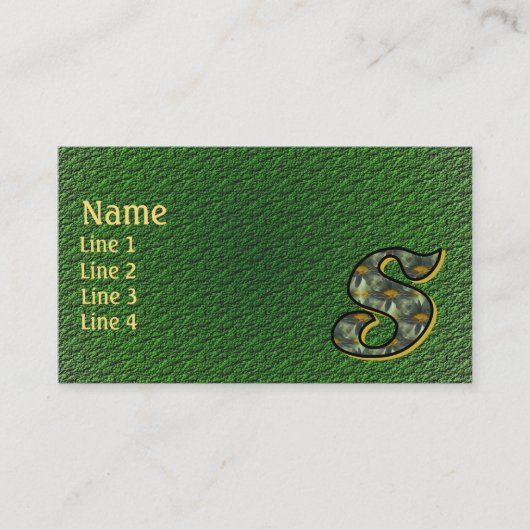 Monogram Initial S Daisies Floral Art 名刺 (正面)