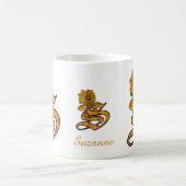 Monogram Initial S Elegant Gold Peony Personalized コーヒーマグカップ (中央)