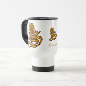 Monogram Initial S Elegant Gold Peony Personalized トラベルマグ (正面左)