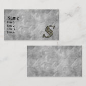 Monogram Initial S Hydrangea Flowers 名刺 (正面/裏面)