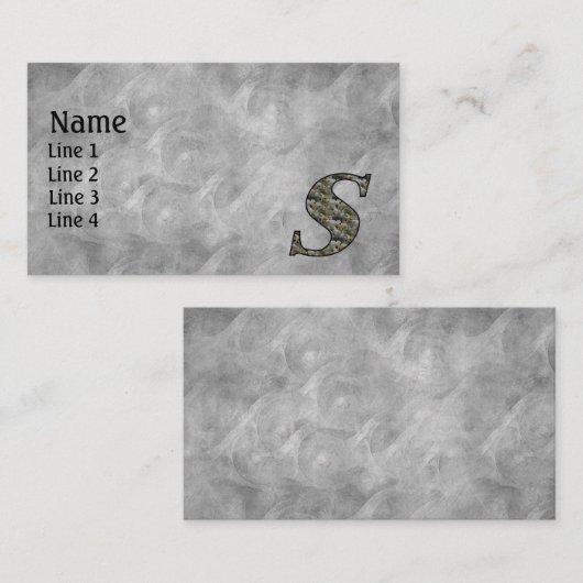 Monogram Initial S Hydrangea Flowers 名刺 (正面/裏面)