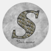 Monogram Initial S Hydrangea Flowers Personalized ラウンドシール (正面)