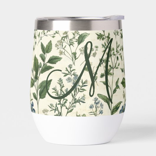 Monogram Initial Sage Green Botanical Florals Gift (左面)