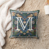 Monogram Initial William Morris Strawberry Thief クッション (ブランケット)