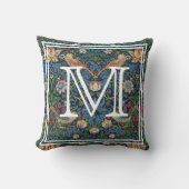 Monogram Initial William Morris Strawberry Thief クッション (正面)