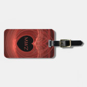 Monogram Initialed赤いハートアートワカスタムーク ラゲッジタグ (正面横)