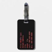 Monogram Initialed赤いハートアートワカスタムーク ラゲッジタグ (裏面縦)