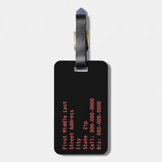 Monogram Initialed赤いハートアートワカスタムーク ラゲッジタグ (裏面縦)