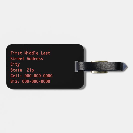 Monogram Initialed赤いハートアートワカスタムーク ラゲッジタグ (裏面横)